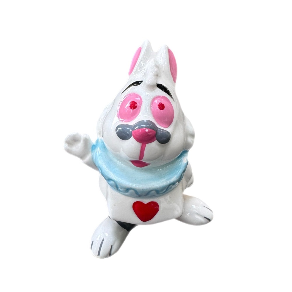 Vintage Disney Alice in Wonderland White Rabbit Ceramic Figurine Japan 3"